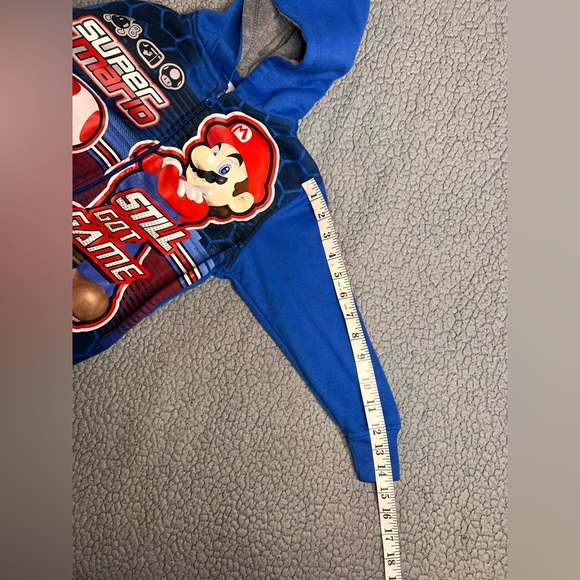 Super Mario Blue And Red Full Zip Up Hoodie Little Boys Size 4/5 - Picture 7 of 9